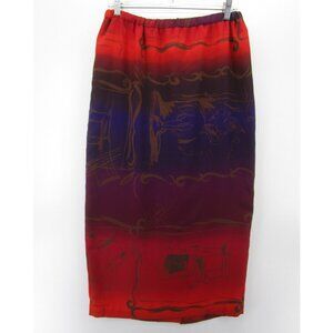 Maggie Shepherd Skirt Medium Red Maxi Ombre Artsy Romantic Colorful